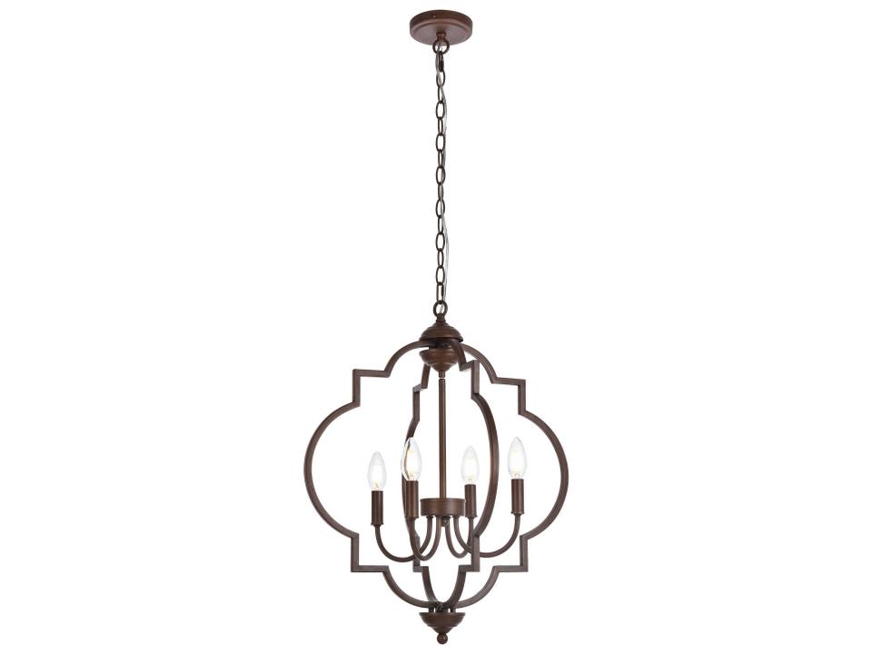 Sandara 4-Light Weathered Oak Geometric Chandelier