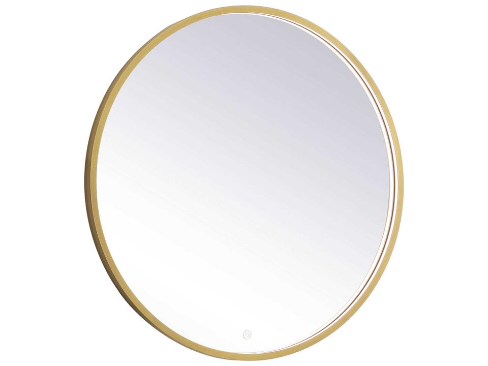 Pier 32-Inch Round LED Wall Mirror in Brass with 3 Color Settings