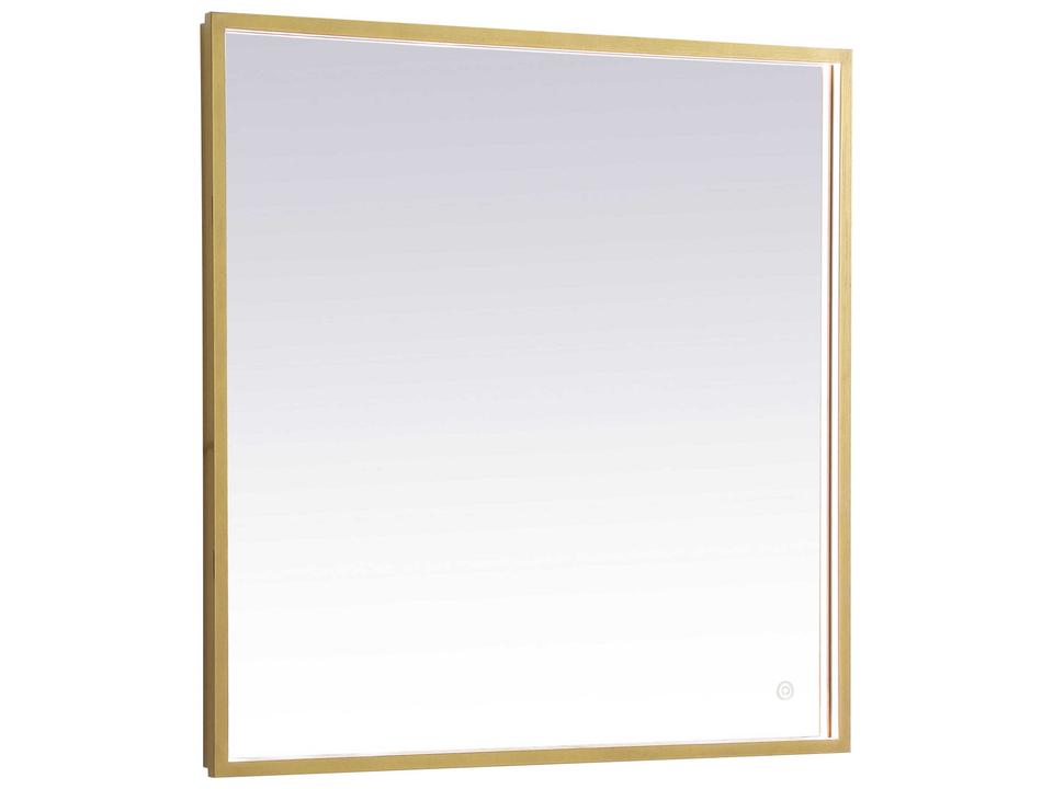 Pier Brass Rectangular LED Wall Mirror with Adjustable Color Temperature