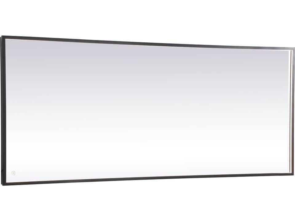Pier Black Rectangular LED Wall Mirror with Touch Sensor Dimming