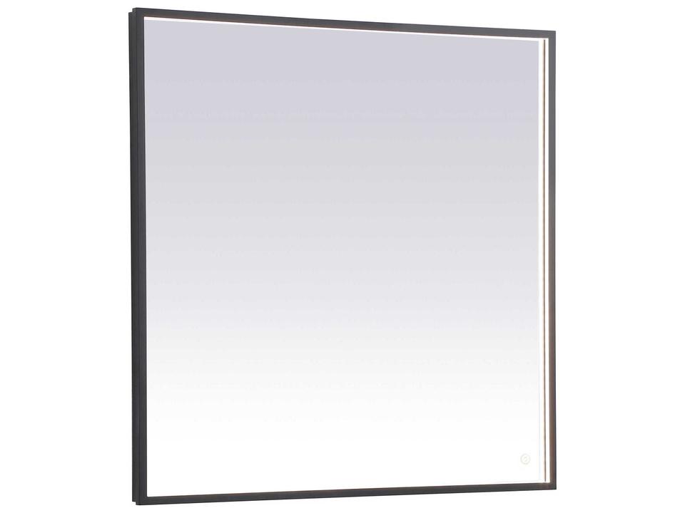 Pier Black Square LED Wall Mirror with Adjustable Color Temperature