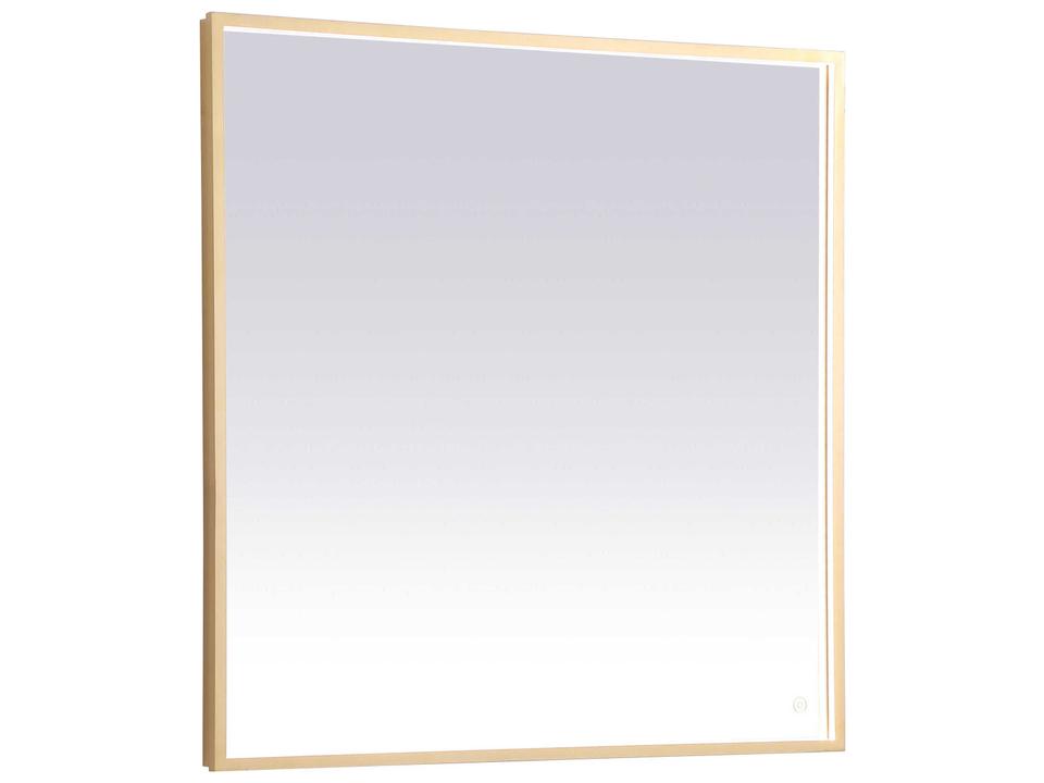 Pier Brass Square LED Wall Mirror with Adjustable Color Temperature