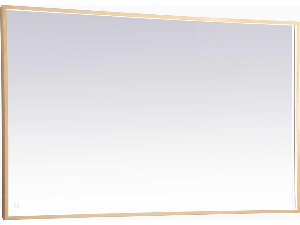 Pier Rectangle LED Wall Mirror in Brass Finish