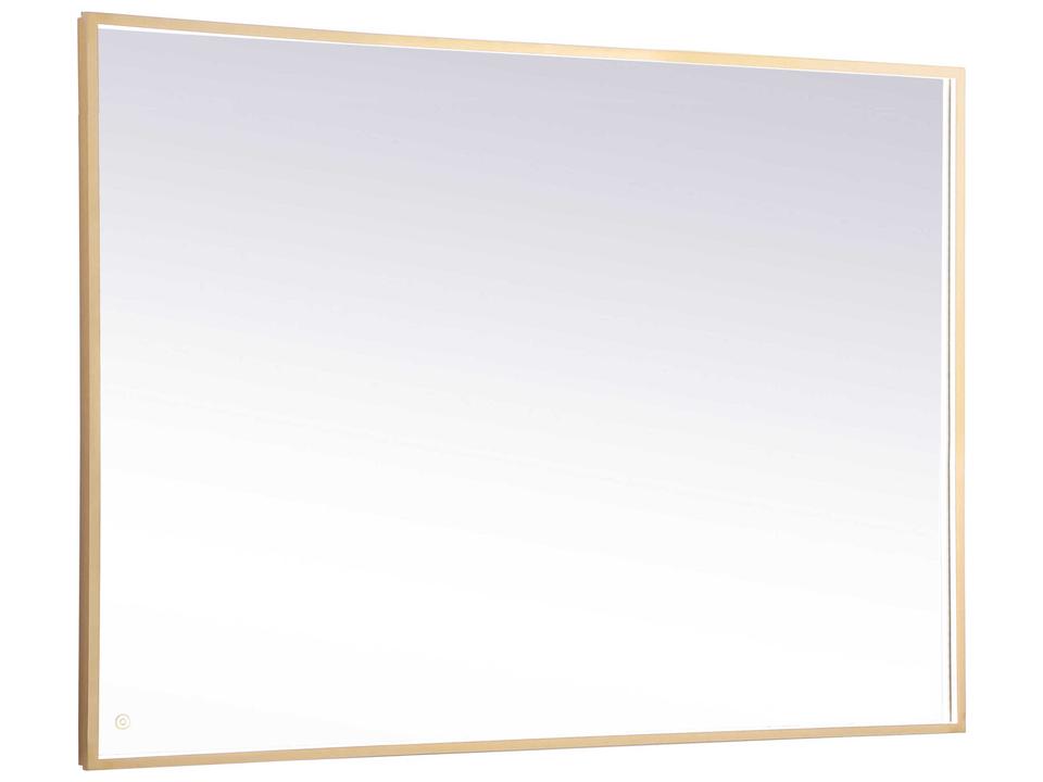 Pier Brass Rectangular LED Wall Mirror 60 Inch Wide Dimmable