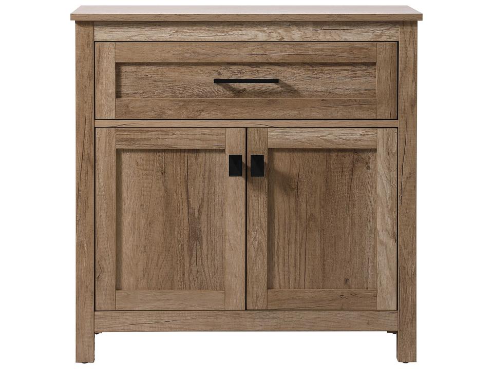 Adian Natural Oak Bathroom Storage Cabinet with Soft-Close Drawer