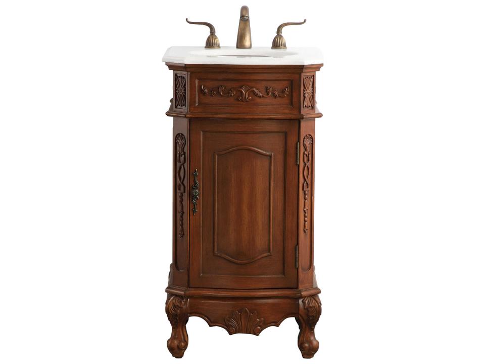 Danville Single Bathroom Vanity in Teak with Ivory White Quartz Top