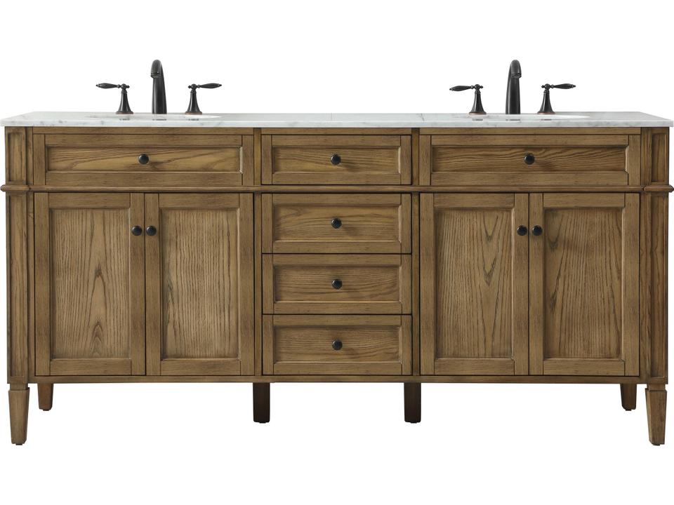 Park Avenue 72-Inch Double Bathroom Vanity with Driftwood Finish