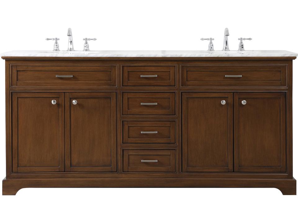 Americana 72-Inch Double Bathroom Vanity in Teak