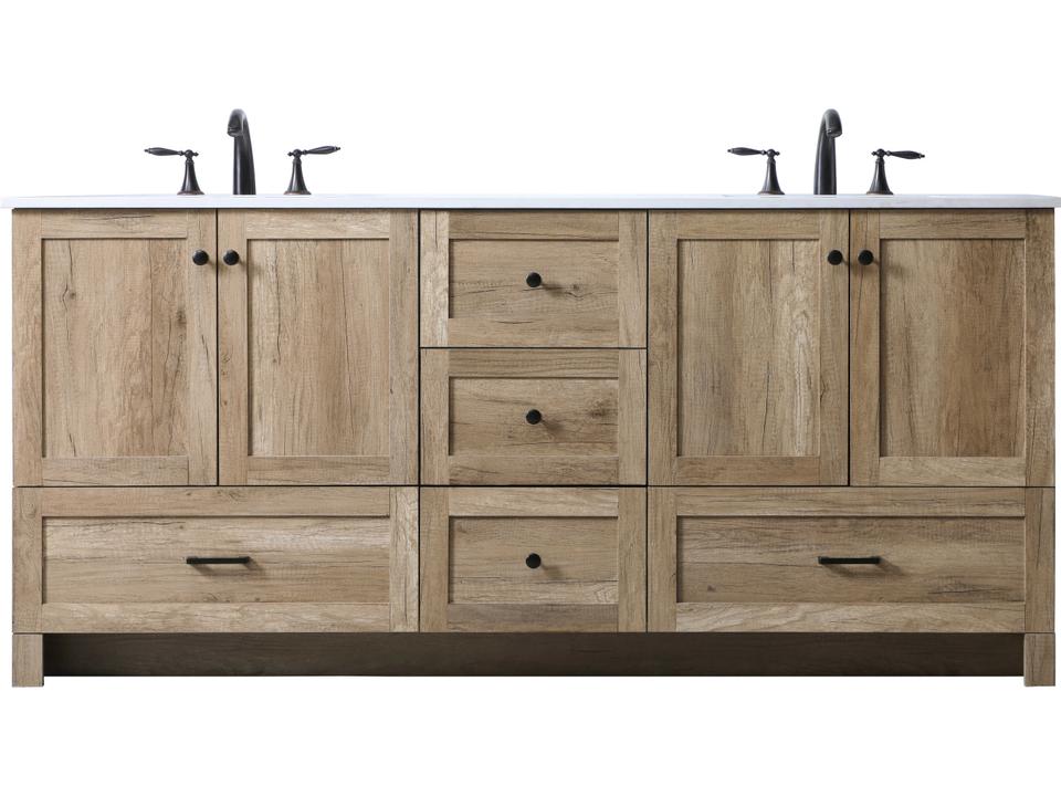 Soma 72-Inch Double Bathroom Vanity Natural Oak Finish