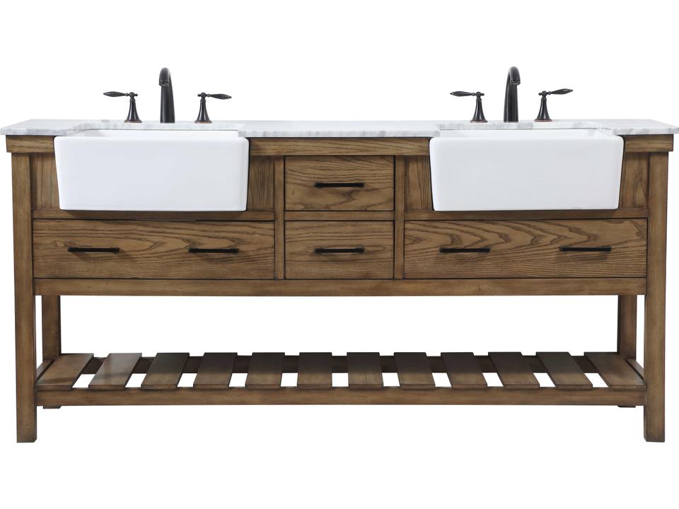Clement 72 Inch Double Bathroom Vanity Cabinet in Driftwood