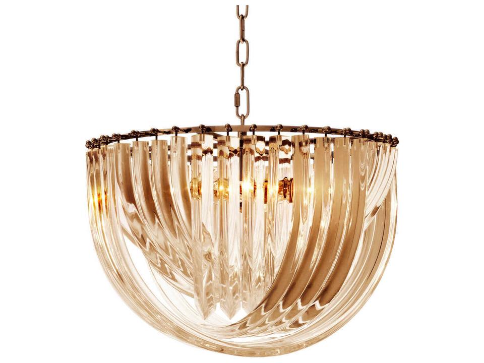 Murano 4-Light Chandelier in Champagne Acrylic and Antique Brass