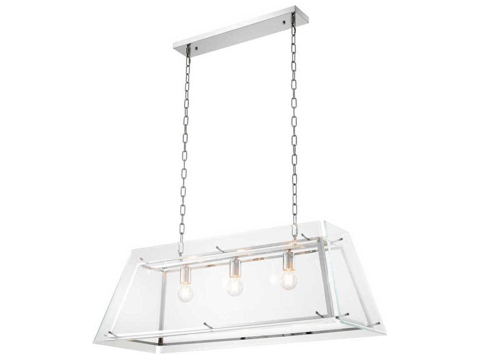Azure L Nickel Bevelled Glass Chandelier