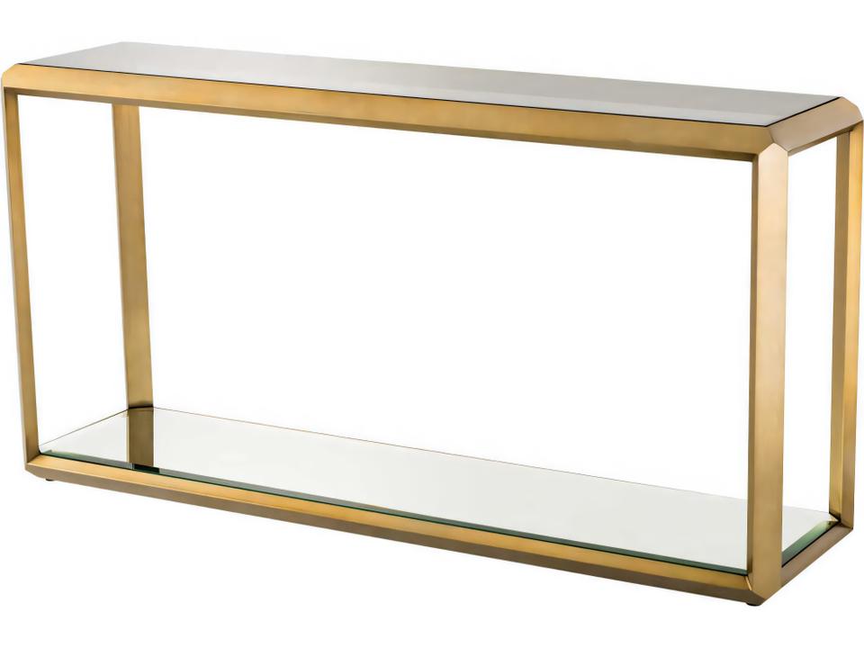 Callum Console Table in Brushed Brass and Smoked Glass