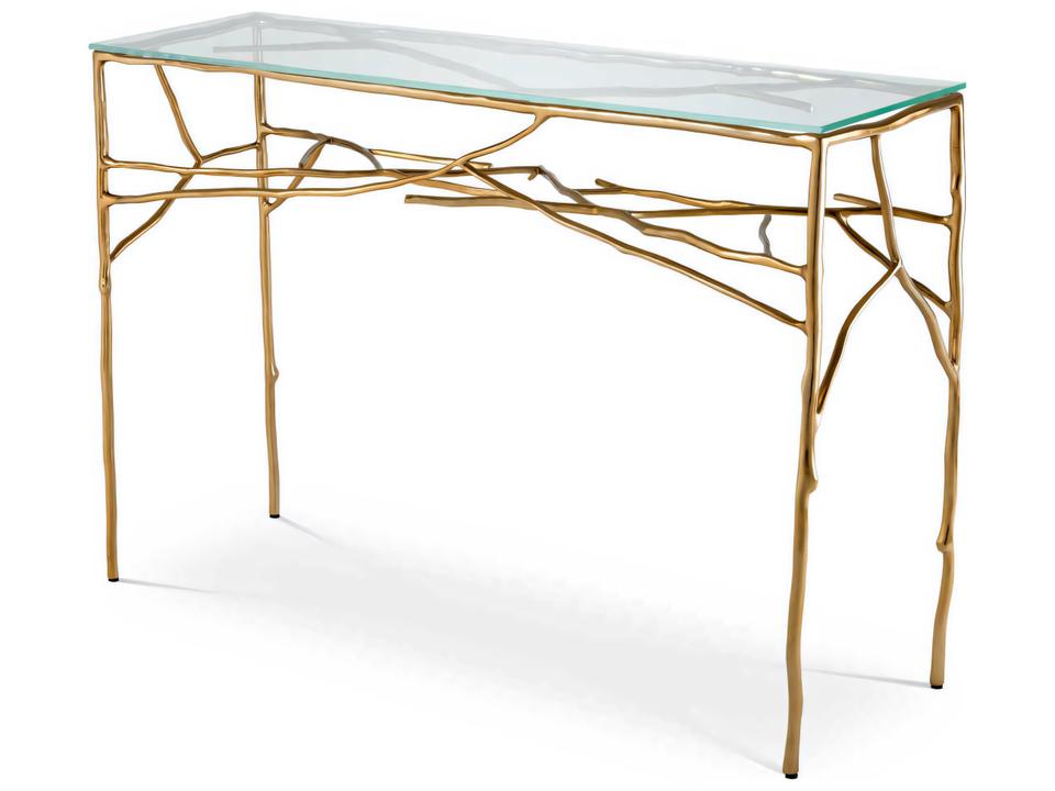 Antico Console Table Gold Finish Clear Glass