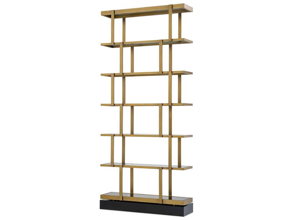 Nesto Cabinet Brushed Brass with Smoke and Black Glass