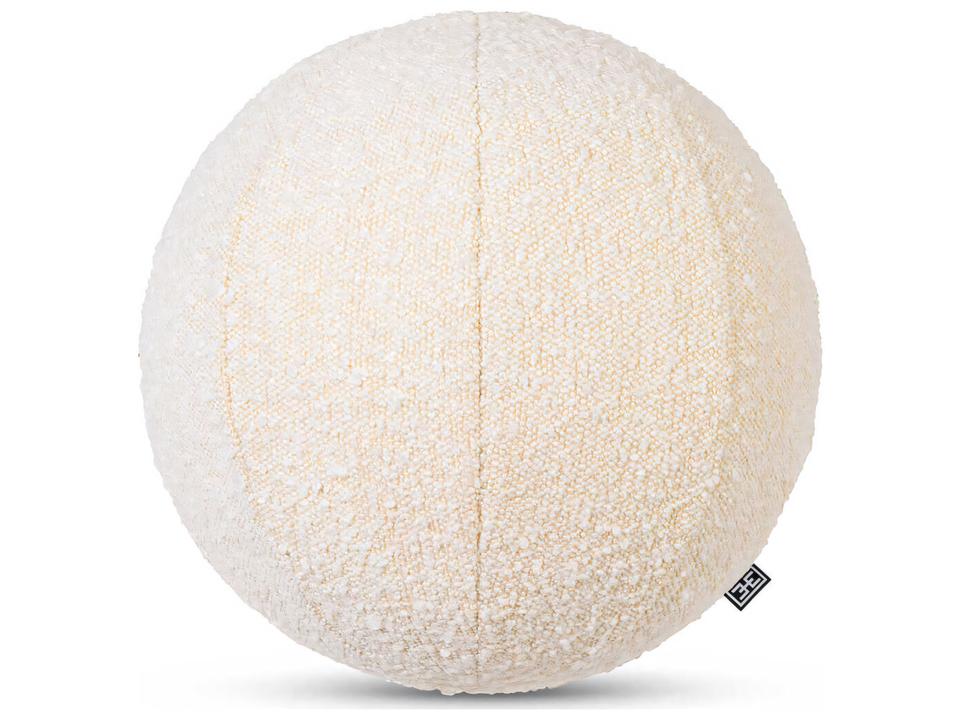 Palla S Bouclé Cream Round Throw Pillow