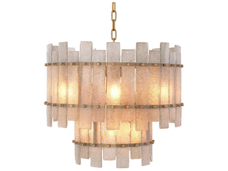 Caprera 10-Light Chandelier in Antique Brass with Hand-Blown Glass