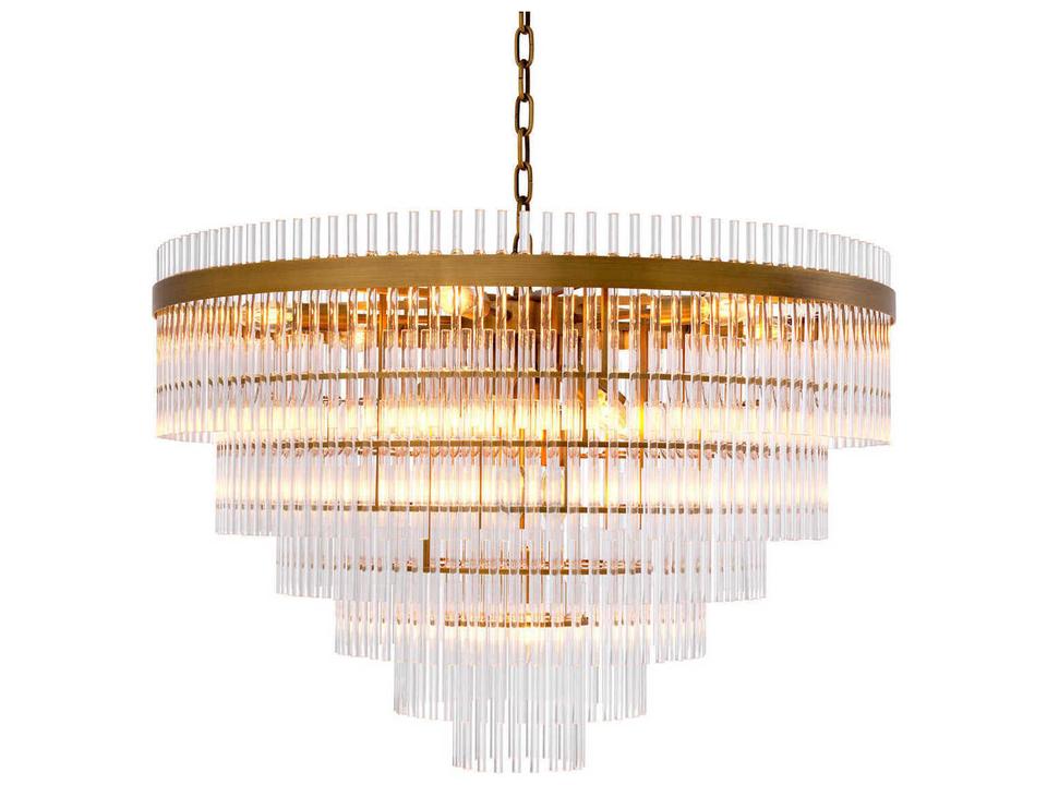 East Single Antique Brass Chandelier