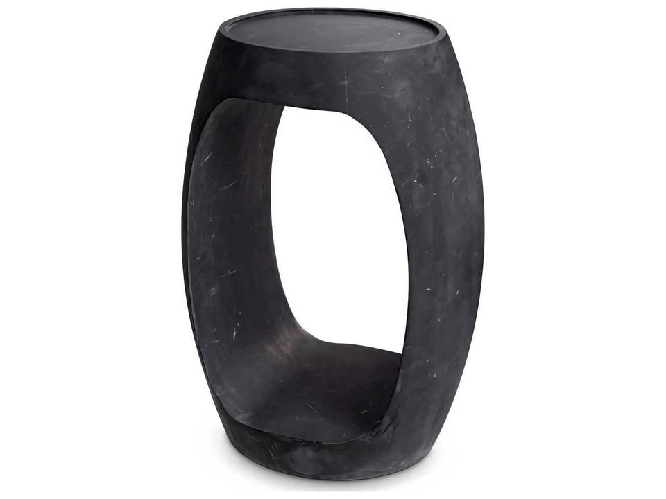Clipper High Honed Black Marble Side Table