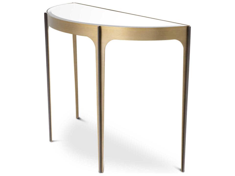 Artemisa Console Table Brushed Brass with Beveled Mirror Glass