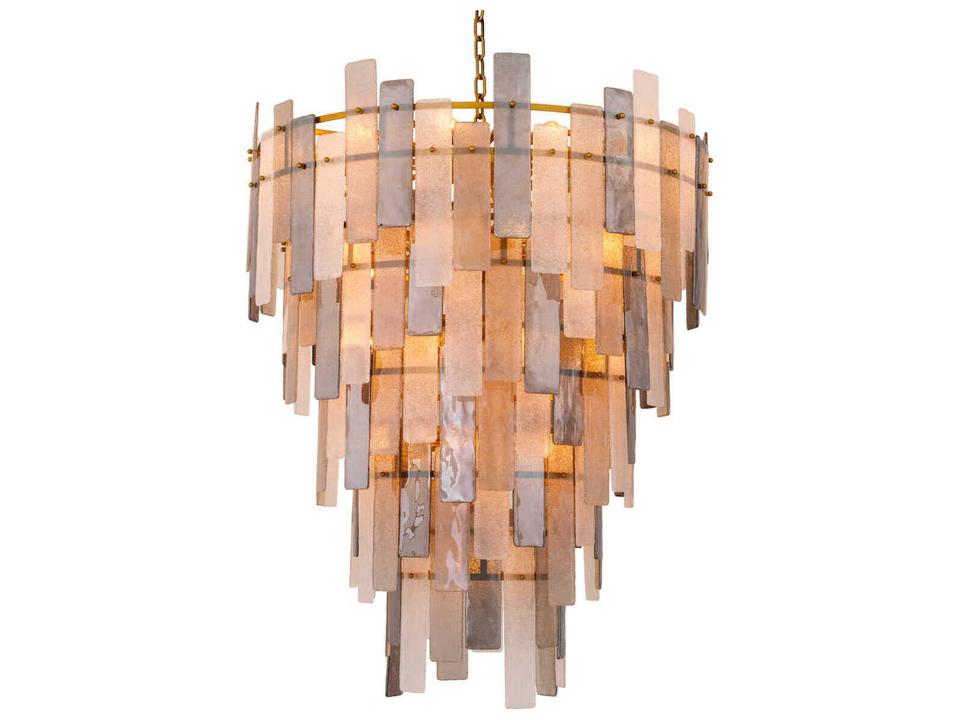 Greyson XXL 37-Light Chandelier in Antique Brass with Hand Blown Glass