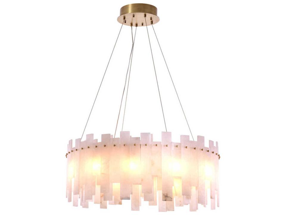 Pizzorni Chandelier in Antique Brass and Alabaster