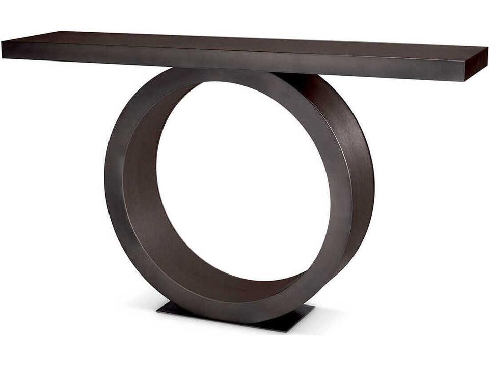 Odis Mocha Oak Veneer Bronze Console Table