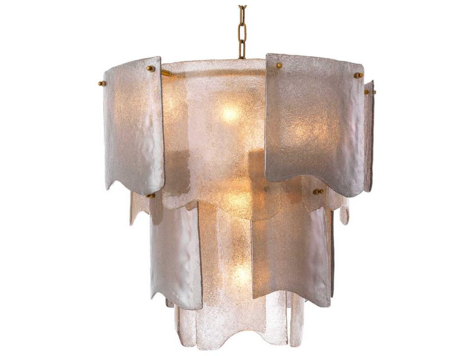 Asinara S 7-Light Chandelier with Antique Brass Finish and Smoke Glass