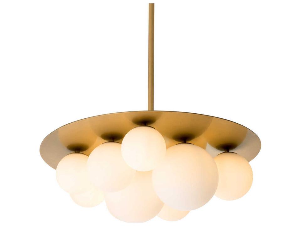 Orsini 10-Light Chandelier with White Glass and Antique Brass Finish