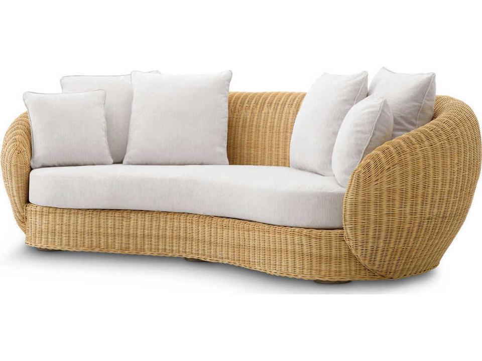 Rafael 3-Seat Natural Rattan Sofa with Sentier Cream Upholstery