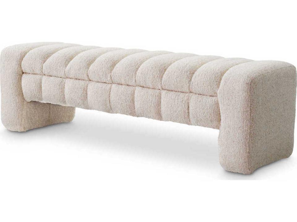 Taranto Upholstered Bench in Cascade Off-White Fabric