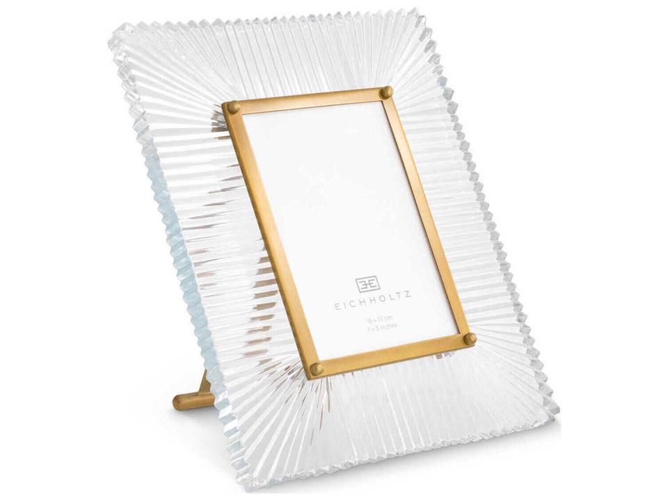Camille Antique Brass Picture Frame with Carved Clear Glass