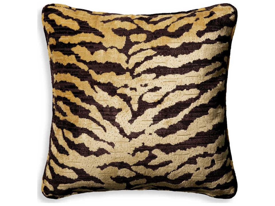 Tigris Square Decorative Cushion in Brown Animal Print