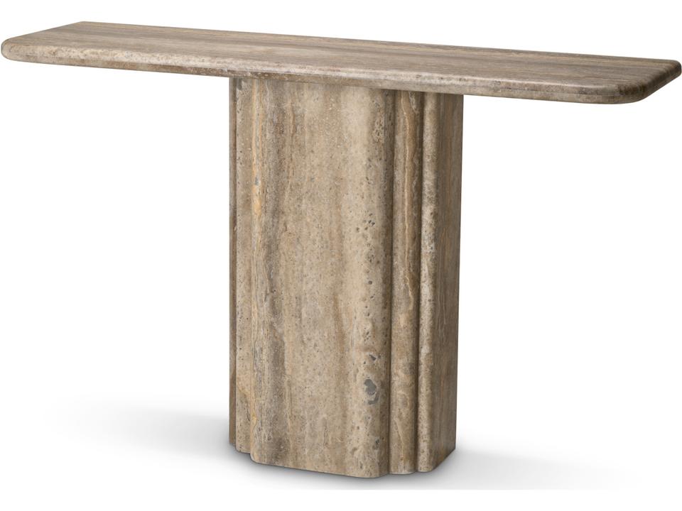 Rectangular Stone Silver Travertine Console Table