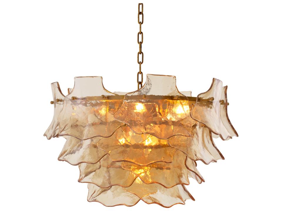 Clarendon 10-Light Tiered Chandelier in Antique Brass and Champagne Glass