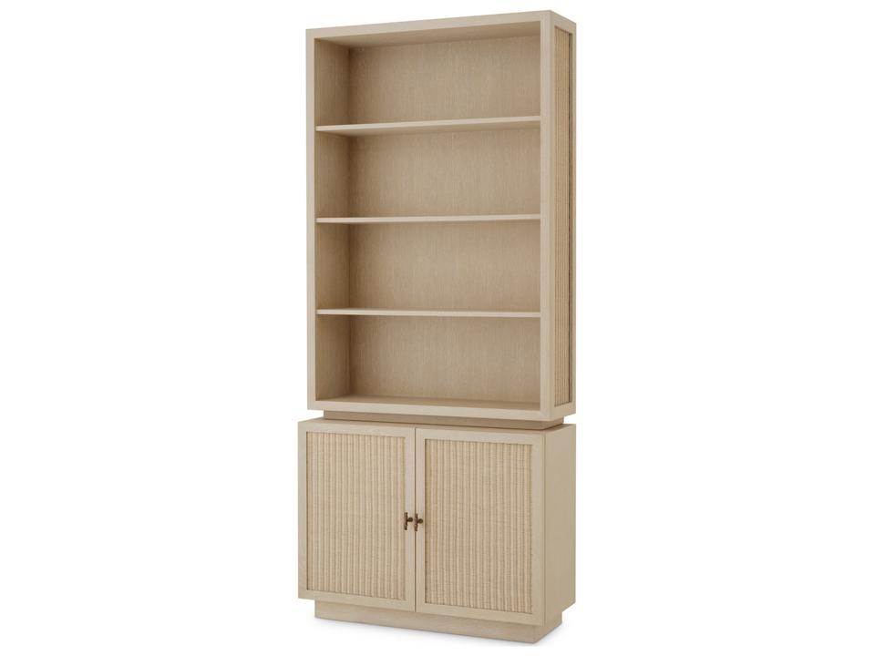 Borchard Washed Oak Veneer Accent Chest with Rattan Panels