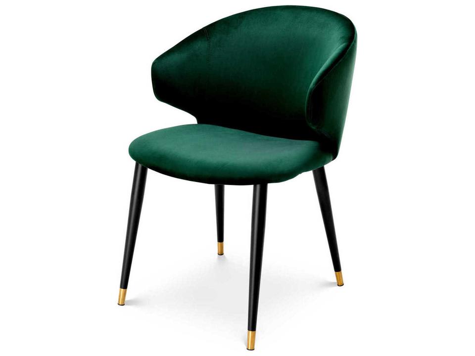 Volante Green Velvet Upholstered Arm Dining Chair