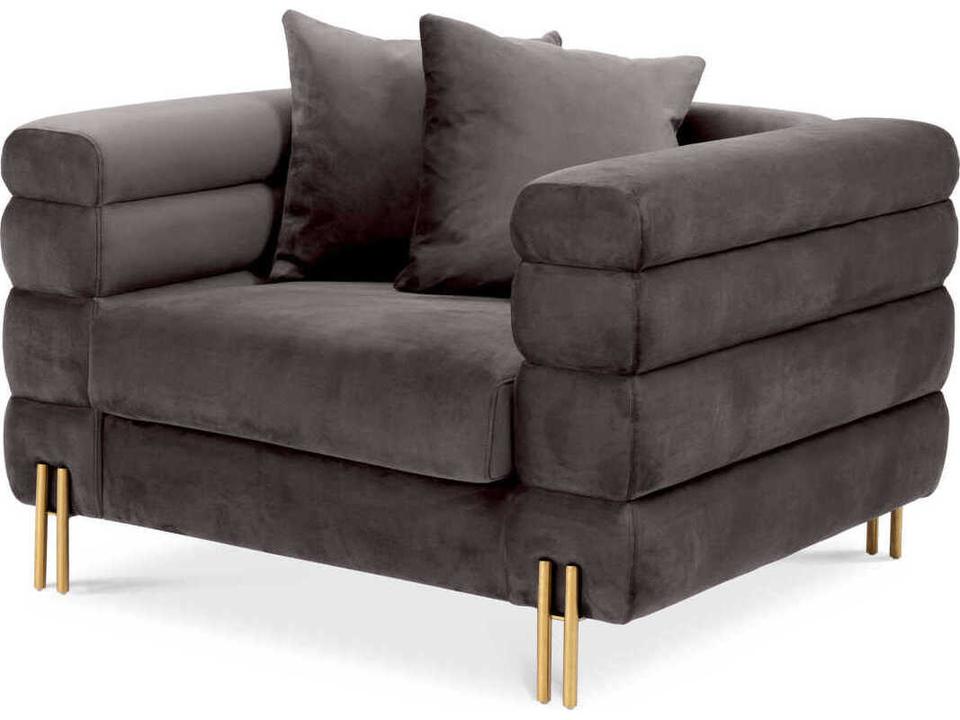 York Armchair Savona Grey Velvet Modern
