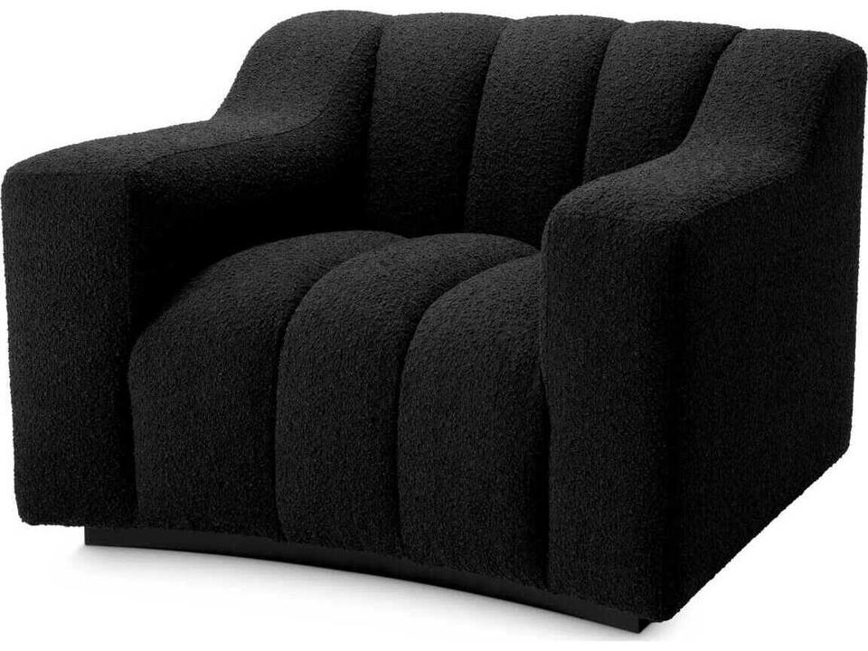 Kelly Upholstered Accent Chair in Black Boucle Fabric