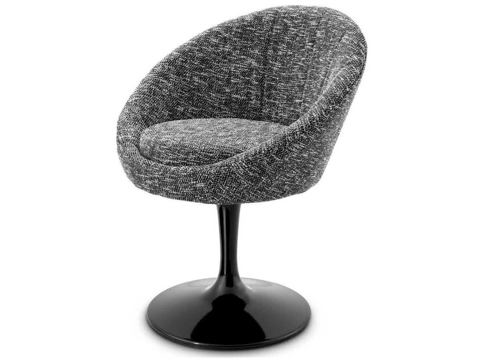 Oneill Black Upholstered Arm Dining Chair with Swivel Base