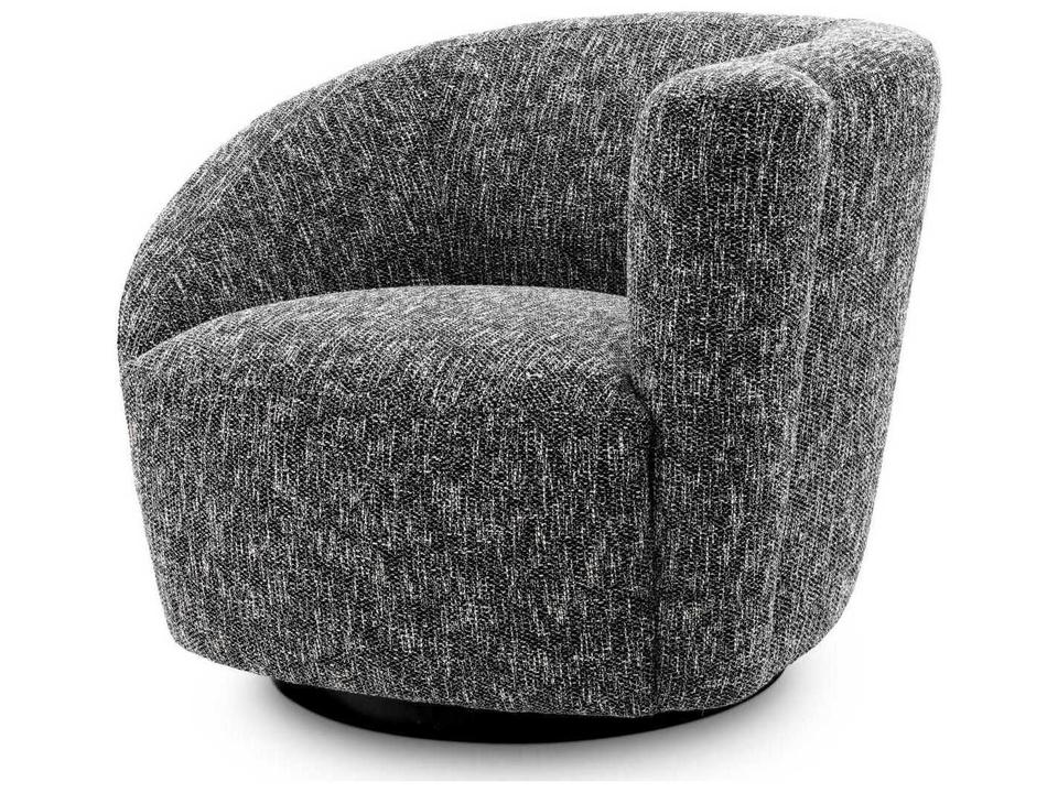 Colin Swivel Black Accent Chair with Cambon Black Upholstery