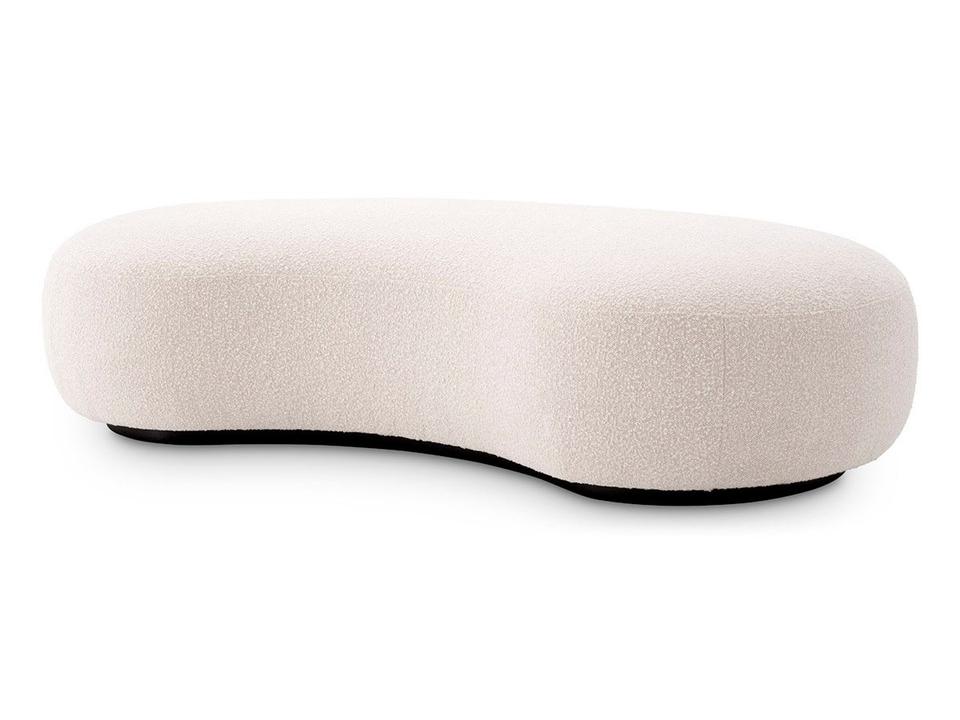 Björn Upholstered Bouclé Cream Fabric Bench with Black Base