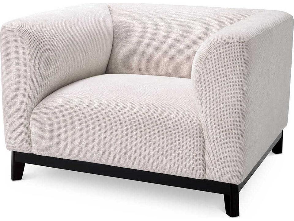 Corso Upholstered Lyssa Off-White Fabric Club Chair with Black Base