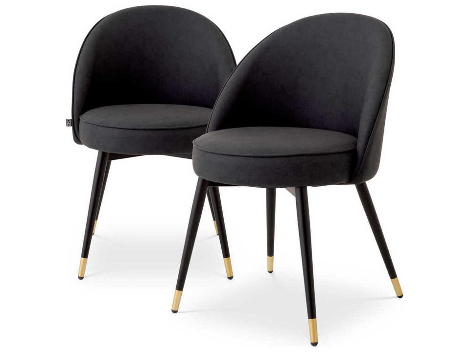 Cooper Upholstered Dining Side Chair Set of 2 Grey Faux Leather with Brass Caps