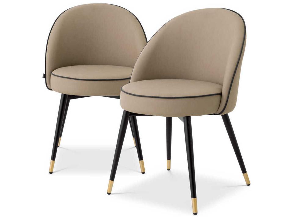 Cooper Upholstered Dining Side Chair Set of 2 in Beige Faux Leather