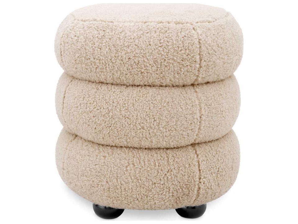 Tulum Brisbane Cream Black Feet Upholstered Accent Stool