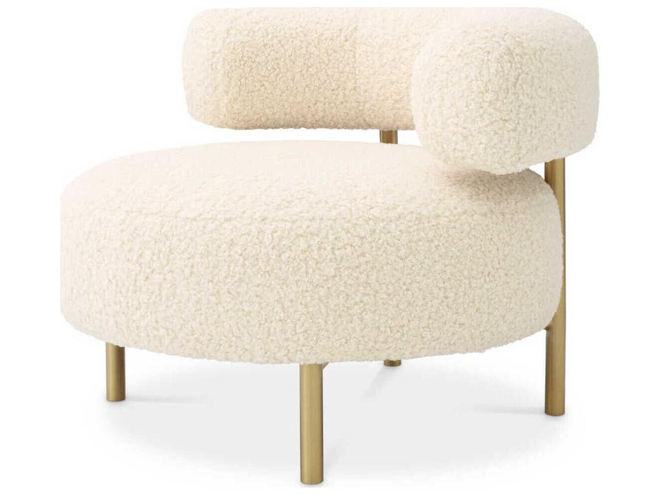 Thompson Faux Shearling Accent Chair with Brushed Brass Metal Legs