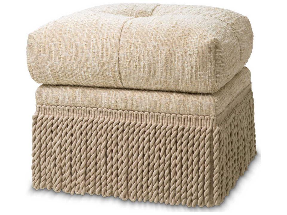 Dorantes Bouclé Sonata Cream Accent Stool with Fringed Edges