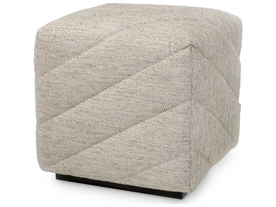 Avellino Splendor Light Grey Black Base Upholstered Accent Stool