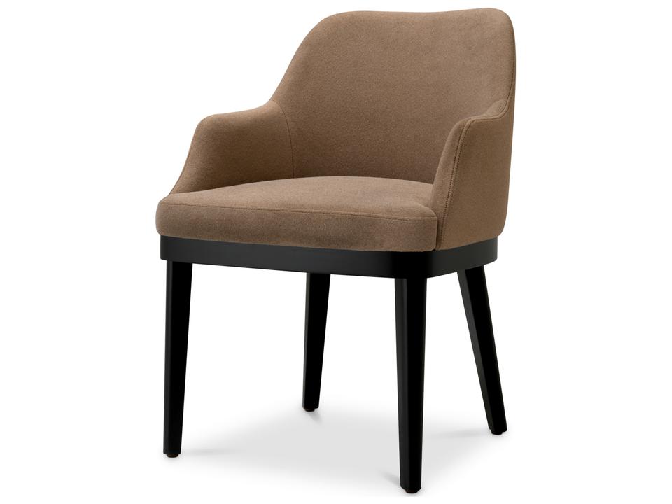 Brown Upholstered Arm Dining Chair